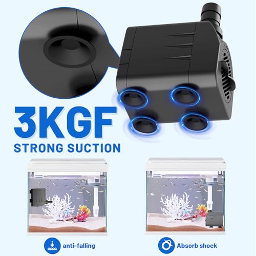 Image of Knifel Submersible Water Pump, Ultra Quiet 200GPH Fountain Pump | 5.2ft High Lift Over Heating Protection, Water Pump for Fish Tank, Small Pond, Aquarium, Hydroponics