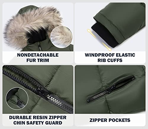 Solocote Boys Winter Coats Puffer Fake-Down Mid-Weight Hooded Padded Cotton Jacket Sln2219-Green-5-6Y #TOP5