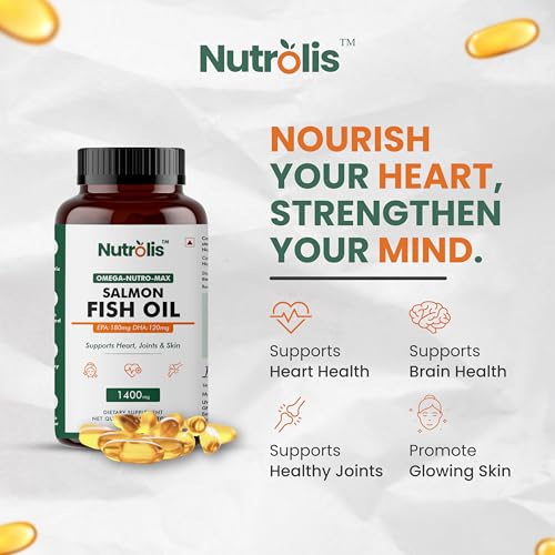 Image of Omega-3 Salmon Fish Oil Capsules 1400mg - High EPA & DHA Blend for Heart, Brain, Joint Health, Cholesterol Management & Immune Support | 180mg EPA and 120mg DHA | - 90 Softgels