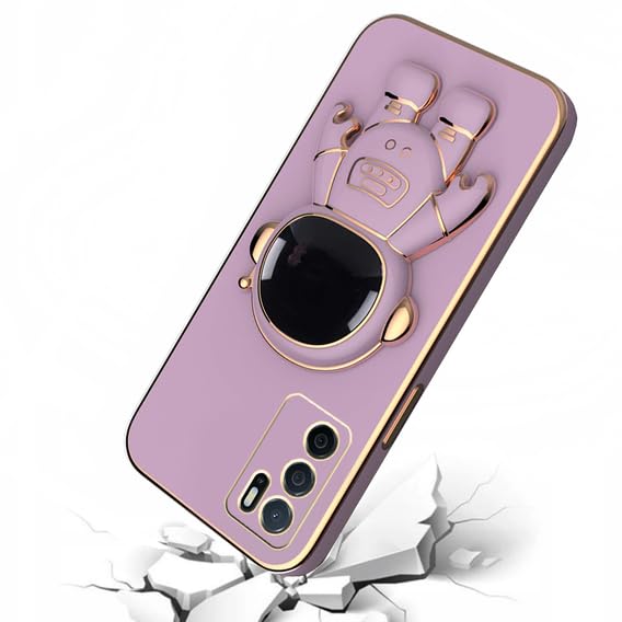 Image of for Realme 9 Pro Plus | Realme 9 / Narzo 50 Pro 5G Case Cute 3D Astronaut Stand Design Camera Protection Shockproof Soft Back Cover for 9 Pro Plus | Realme 9 / Narzo 50 Pro 5G (Purple)