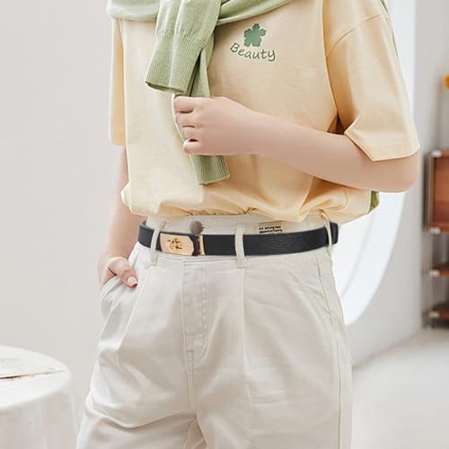 Image of Aurolran Women's Fashion Classic Metal Buckle Leather Belt with Jeans Dress