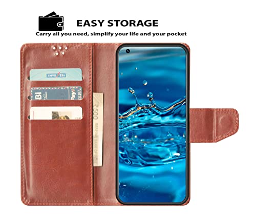 Image of SBMS Flip Cover Back Case Cover for Vivo Y27 with Magnatic Closure | Inbuilt Stand | Card & Money Pocket (Brown)