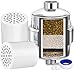 Luxau Heavy Duty Shower Filter, Chlorine Hard Water Filter Softener Purifier, with 2 Filter Cartridges, Fits Universal Handheld Shower Head Fixed Rainfall Bath Fixture, Chrome