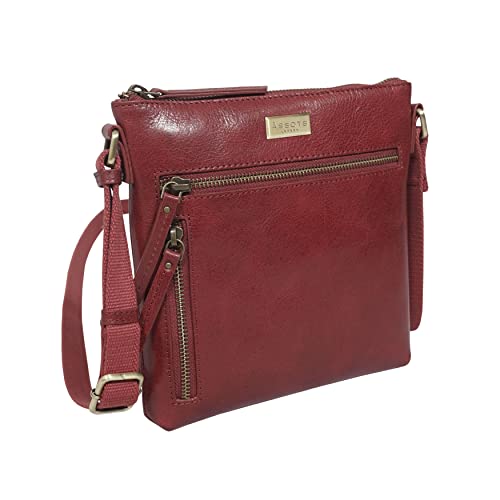 ASSOTS Lederen crossbody kleine tas voor dames - mobiele telefoon crossover schoudertas met verstelbare riem, drievoudige rits reistas, Rue Chili Peper Waxy Vt
