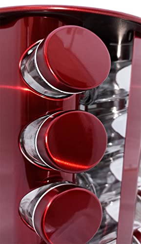 PORTA TEMPEROS CONDIMENTOS REDONDO INOX 20 POTES (Vermelho)