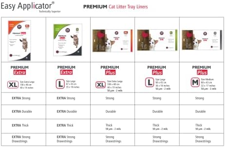 20 Strong Thick Durable M (Medium - 80 x 43 cm) Cat Litter Tray Liners with Strong Drawstrings from Easy Applicator. For Small + Medium Trays + Boxes. Suitable for most types Cat Litter.