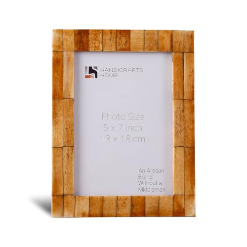 Handicrafts Home Handmade Antique Brick Bone Inlay Brown Picture Frame, 5x7