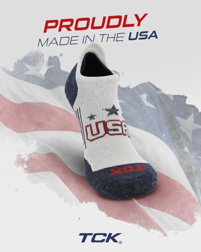 TCK USA No Show Socks for Men & Women - Cushioned Patriotic Low Cut Sock for Golf, Running, Training | Targeted Compression3