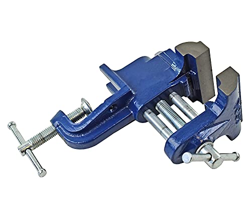 Yost Vises Cov-3 Clamp-On Vise | 3 Inch Jaw Width Portable Vise | Made From Gray Iron Casting | Blue #TOP2