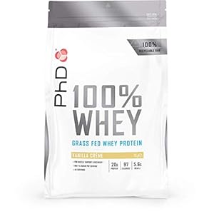 PhD 100% Whey Protein Poeder Banaan – Grass Fed Whey – Premium Whey Protein, Grass Fed – Geschikt voor spieropbouw en afvallen – Eiwitrijk, Koolhydraatarm – 1 kg, Vanille Crème