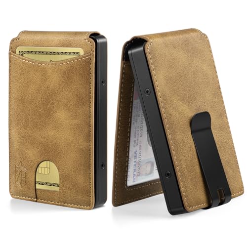 Zitahli Slim Wallet for Men, Minimalist Mens Wallets, RFID Blocking Credit Card Holder, Pop Up Metal Bifold, Business Card Case, with Gift Box