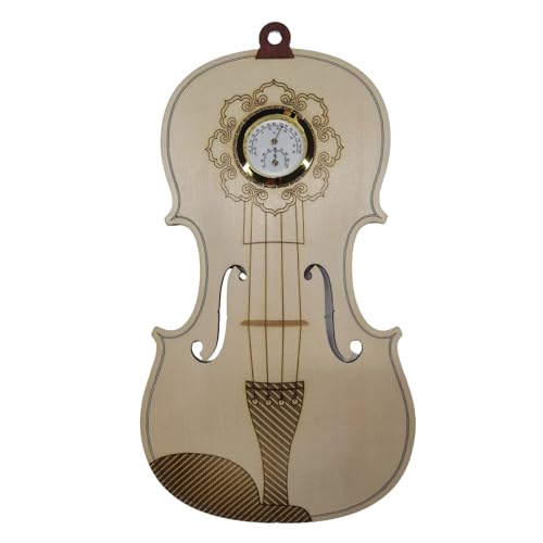 Reloj de Pared Violin de Madera Maciza con Termómetro y Higrómetro miniatura 1