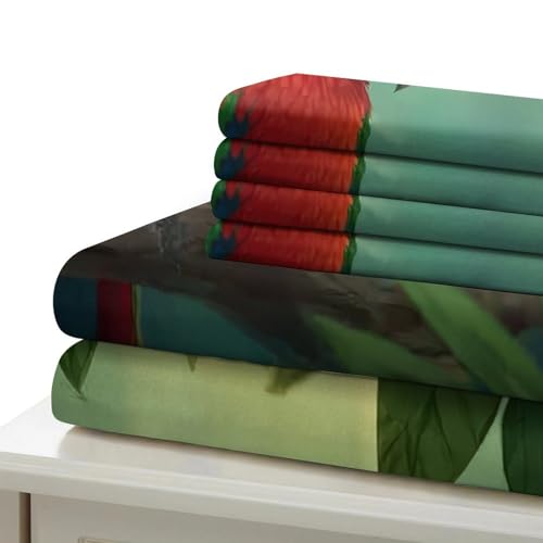 Parure de lit perroquets housse de couette 135x200 microfibre confortable pour lit simple - 7