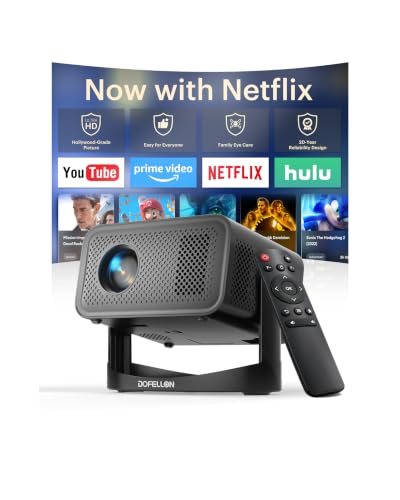 [Built-in Apps & 2026 Upgraded] Mini Projector with Wifi and Bluetooth Portable,Native 1080P 4K Support Auto Keystone Movie Projector Compatible with TV Stick/HDMI/USB, 360° for Bedroom, Outdoor Use