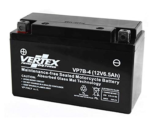 Vertex VP7B-4 Sealed AGM Motorcycle Battery, 12V, 6.5Ah, CCA (-18) 85, Replaces: CT7B-4, CT7B-BS, YT7B-BS, YTX20L-BS, YB9-B Perfect battery for Motorcycle, ATV's, Personal Watercraft and Snowmobiles