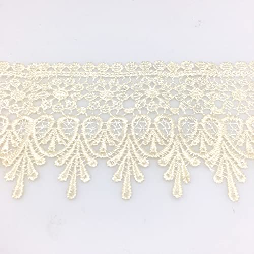 Fqtanju 5 Yard Floral Lace Edge Trim 9Cm Wide Ribbon Edging Trimmings Wedding Dress Embellishment Gift Party Decoration Applique Diy Sewing Crafts (Beige) #TOP4