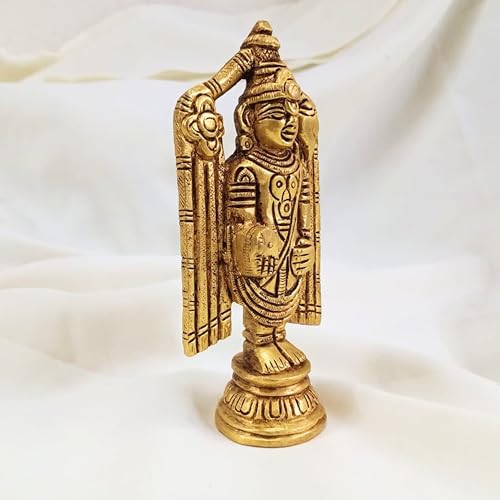 Estatua de Tirupati Balaji de latón de 4.5 pulgadas miniatura 3