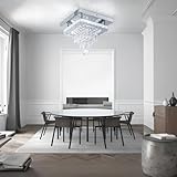 XEMQENER 25cm LED Ceiling Light Crystal Chandeliers, Modern Flush Crystal Ceiling Light, Square Cool White Mini Crystal Chandelier with Clear K9 Crystals for Hallway Dining Room Kitchen Bedroom - Image 2