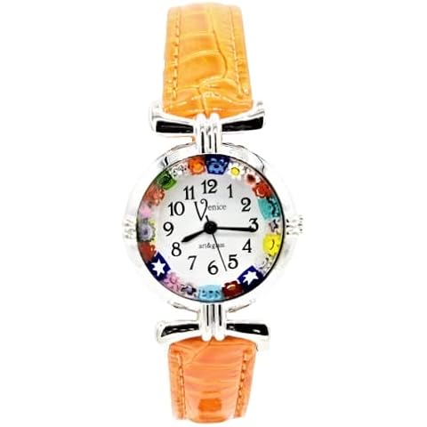 Murrina Veneziana Millefiori Women's Watch Stainless Steel Leather Lady Murano Glass Orange 6 Cover