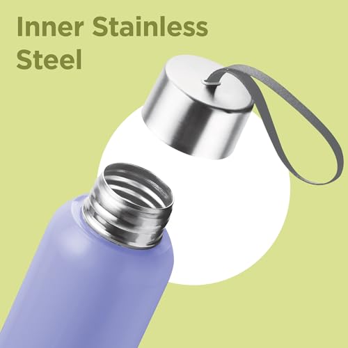 Image of Milton Halo 600 Steel Thermoware, Inner Steel, PU Insulated, Leak Proof Water Bottle for School Kids, Office, Gym, Easy to Carry Strap, 500 ml, Lavender