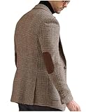 VENNYNG Men's Pinstripe Blazer Jacket with Elbow Patches Men Spring Short Vintage Trench Coat