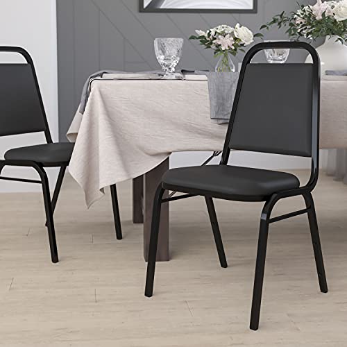 Image of Flash Furniture Hercules Series Trapezoidal Vinyl Banquet and Event Chair, Commercial Event Chair with Padded Seat and Back, Black