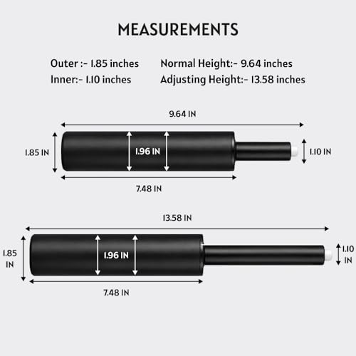 Image of Varaha Heavy Duty Class 4 SS Heavy Duty Gas Lift Hydraulic Cylinder Spring | Universal Size | 5 Years Warranty | Adjustable Height Revolving Chair Lifter | Chair Accessories | Strong Support | Black