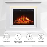BALDERIA Finn - Elektrokamin mit Heizung in Weiß mit Kaminsims, 3D Flammeneffekt