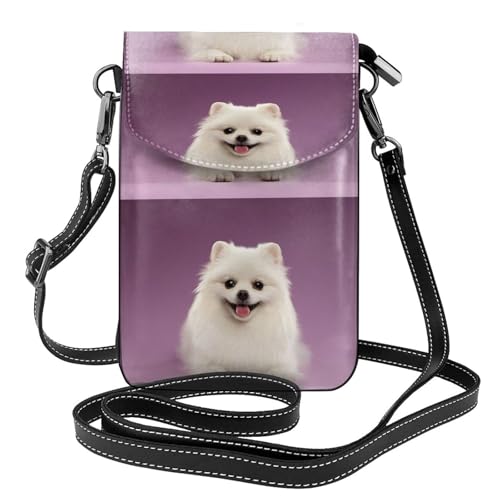 Portefeuille en cuir PU imprimé chien poméranien et finitions maroquinerie femme