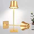 SHANGCAI LED Desk Lamp Cordless Table Light, Rechargeable Battery Powered 3 Levels Brightness Dimmable for Outdoor Modern Restaurant Dining Bedroom Study Portable Lights Set of 2 Pack Gold