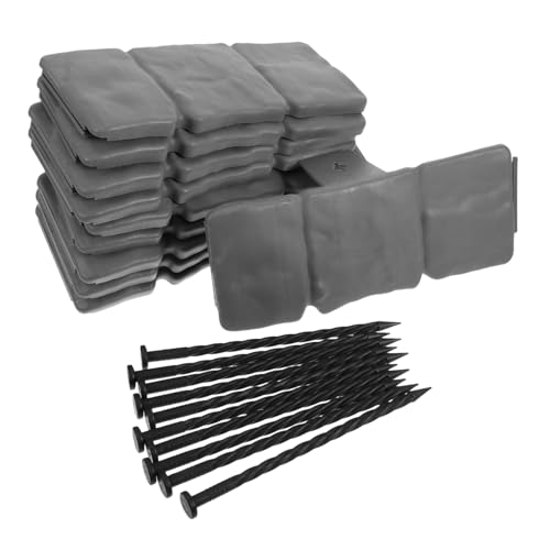 Happyyami 10 Pezzi Bordo Orizzontale Bordo Giardino In Plastica Con Chiodi Bordo Giardino Fai Da Te Bordo Decorativo Bordo Prato Bordo Aspetto Pietra Recinzione Per Bordo Giardino