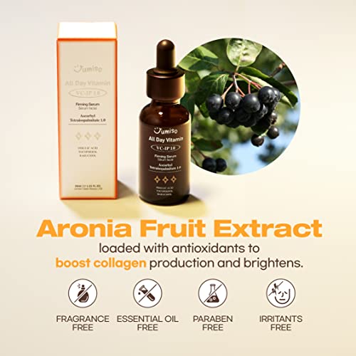 Jumiso All Day Vitamin Vc-Ip 1.0 Firming Serum | Ascorbyl Tetraisopalmitate (Vitamin C), Bakuchiol, Ferulic Acid, Tocopherol | Vitamin C Serum For Collagen Boost, Fine Lines, Anti Aging | Fragrance-Free, Parabens-Free | 1.01 Fl Oz, 30 Ml #TOP5