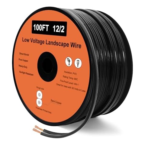 UBOORY 12 Gauge Wire 2 Conductor 100FT, 12/2 Low Voltage Landscape Wire, Low Voltage Wire, Outdoor Direct Burial Electrical Wire, Copper Wire Cover