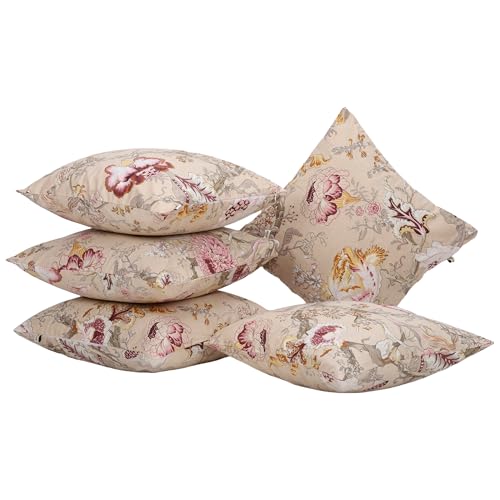 Image of Clasiko Cotton Cushion Covers Set of 5; 24x24 Inches; Beloved Blossoms