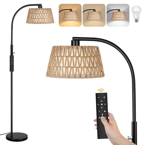 ROTTOGOON Bogen Rattan Stehlampe für Wohnzimmer 3 Farbtemperaturen...
