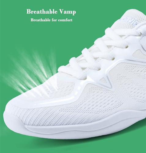 DADAWEN Girls Cheer Shoes White Cheerleading Shoes Dance Athletic Training Tennis Breathable Women Youth Lightweight Competition Cheer Sneakers4