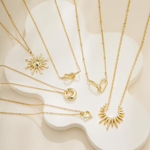 Gold Necklace for Women - 18K Really Gold Filled Sun Knot Heart Infinity Pendant Necklace Dainty Pendant Choker Necklaces Birthday Gifts Waterproof Good Jewelry for Women 6