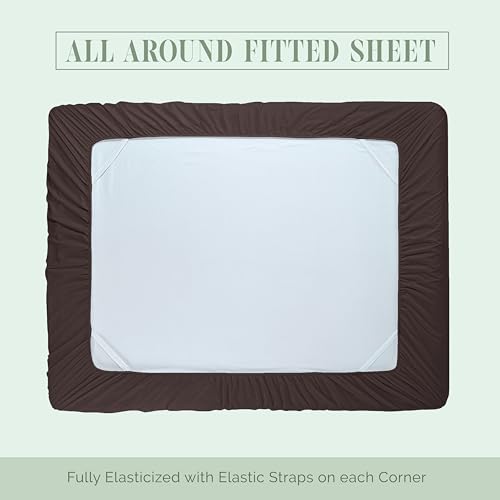 Elegant Comfort Luxury 1500 Premium Hotel Quality Microfiber 4-Piece Sheet Set - Soft, All Around Elastic 18-24 Inches Deep Fitted Sheet - Extra Deep Pocket Sheets, Twin/Twin XL, Chocolate Brown