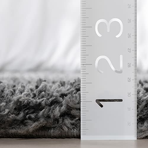 Well Woven Elle Basics | Emerson Shag Charcoal Grey | Textured (5'3" X 7'3") Area Rug #TOP6