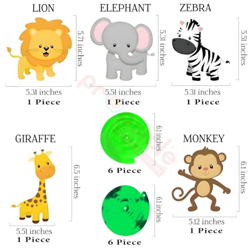 Image of Propsicle Prosicle Birthday Jungle Theme Kids Party Decoration Swirls Animal Cutouts Forest Safari Hanging Paper Decor Monkey Lion Elephant