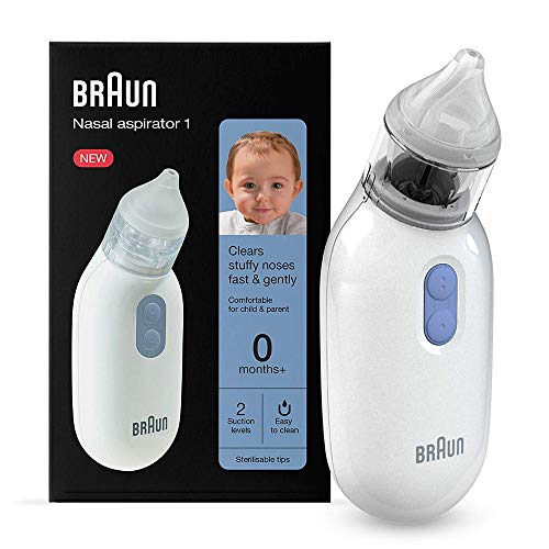 Braun nazalni aspirator 1 | ekspektorans | Olakšanje za začepljene nosove | Električna usisna snaga | 2 razine usisavanja | Čipka u 2 veličine | Pogodno za novorođenčad, bebe i djecu | Može se prati u perilici posuđa | BNA100