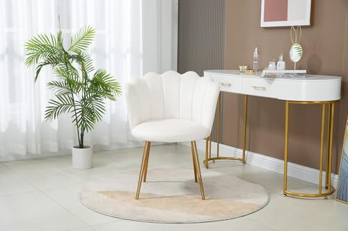 Image of Set of 2 Accent Chair for Living Room | Modern Armchair in Soft Velvet Fabric with Sturdy Legs | Premium Chair for Home Living Room Bedroom Restaurent | (Flower Design, White)