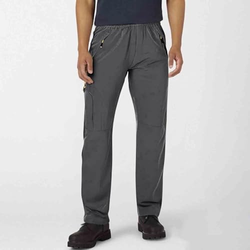 Travel Pants for Men - Elastic Waist Lightweight Waterproof Straight Leg Hiking Golf Trousers with Zipper Pockets2