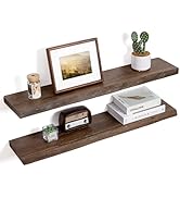 FLYJOE Floating Shelves for Wall Decor, Rustic Solid Elm Wood Floating Shelves Wall Mounted, Wall...