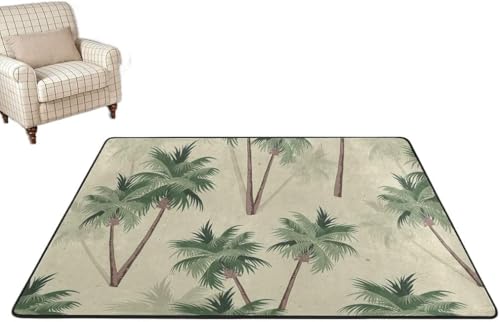 エリアラグ トロピカル ヤシの木 パターン レトロ フロアマット 屋内/屋外 ノンスリップ ラグ ホーム 玄関 カーペット ドアマット (Color : A, Size : 60x 40in(150x100cm))