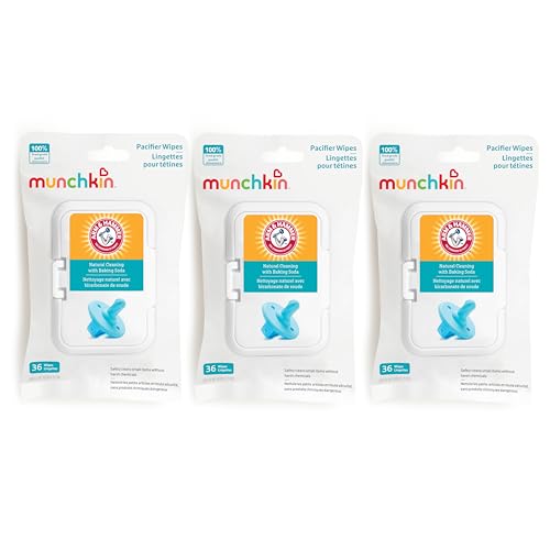 Image of Munchkin Arm & Hammer Pacifier Wipes - Safely Cleans Breast Pump Parts and Feeding Essentials for Baby and Toddler, 3 Pack, 108 Wipes