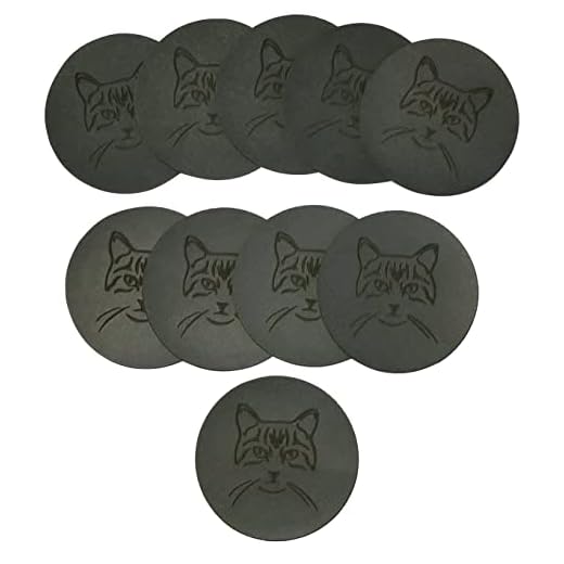 AERZETIX - C56737 - 10 stycken runda etiketter att sy på Ø 35 mm motiv "katt" – konstläder – färg mörkgrå/svart – dekoration stickad hobby ornamentalkonst