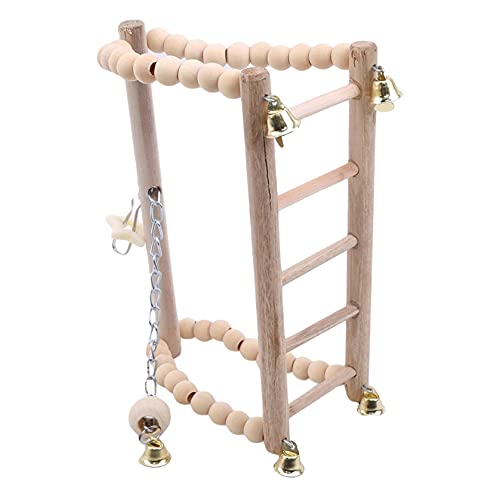 WEISUO Vogel Papegaai Schommel Opknoping Speelgoed, Natuurlijk Hout Bell Vogelkooi Speelgoed voor Papegaaien, Parkieten… - Image 4