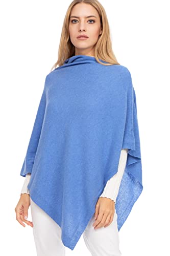 MARINE CASHMERE - Poncho de Cachemira para Mujer de mezcla de Cachemira, Delicado y Suave, MADE IN ITALY ( Tormenta ) Cover