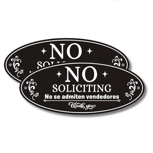 No Soliciting Sign for Front Door Bilingual